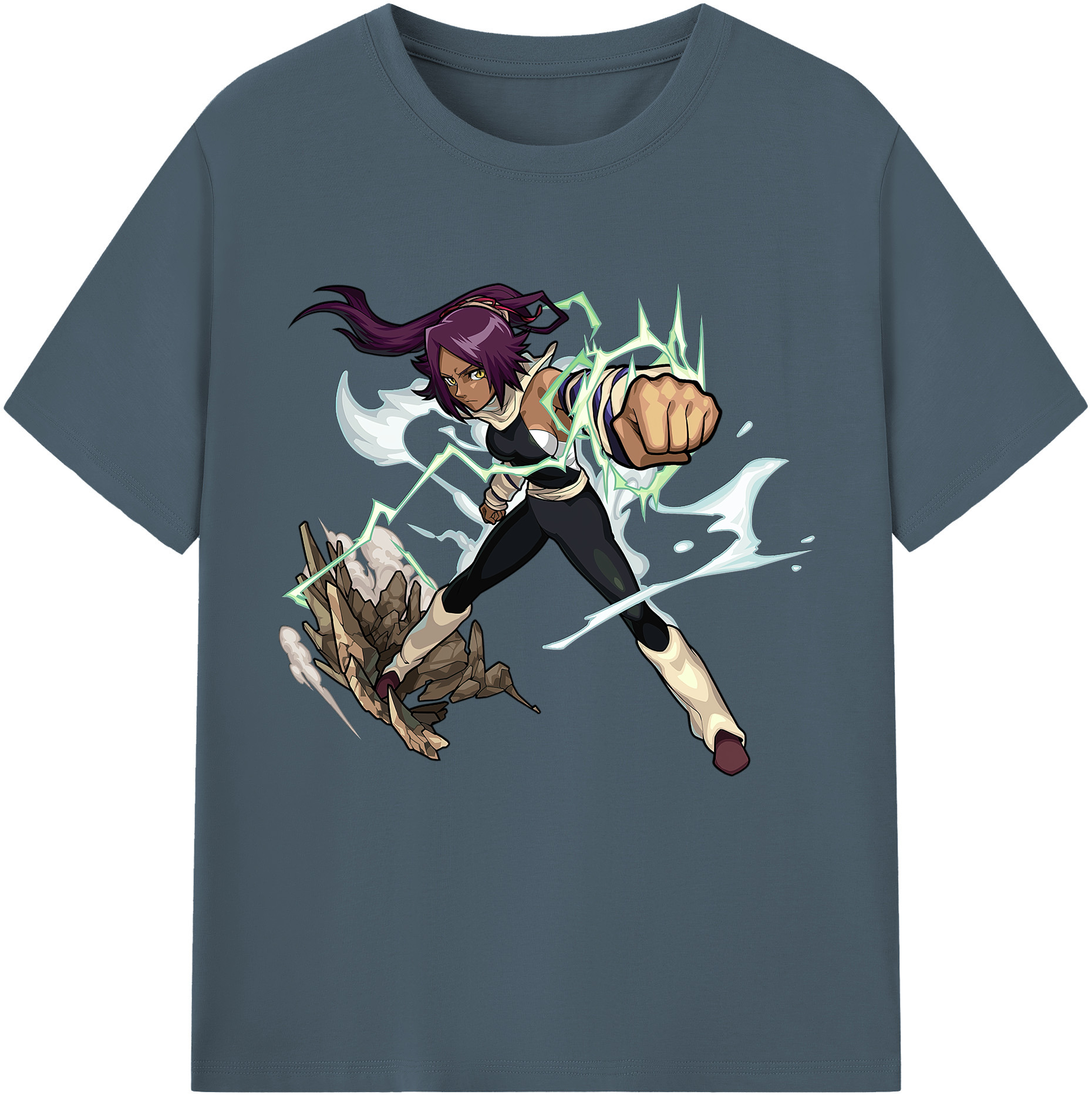 （画像用） ブリーチ 四楓院 夜一（しほういん よるいち） BLEACH Shihouin Yoruichi 綿100％半袖Tシャツ（フロントプリント）